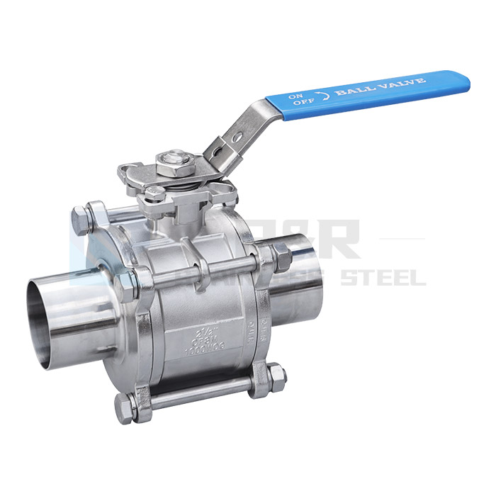 Three piece welded ball valve