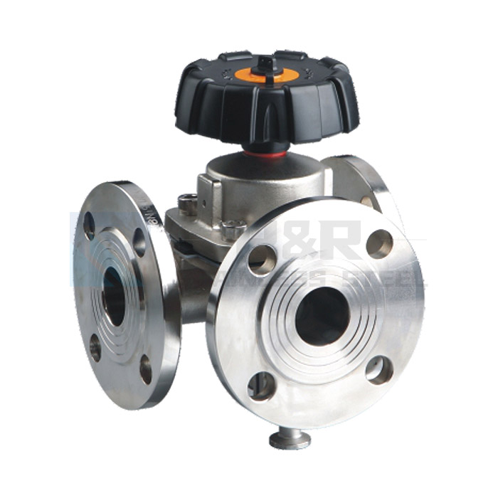Three way flange diaphragm valve