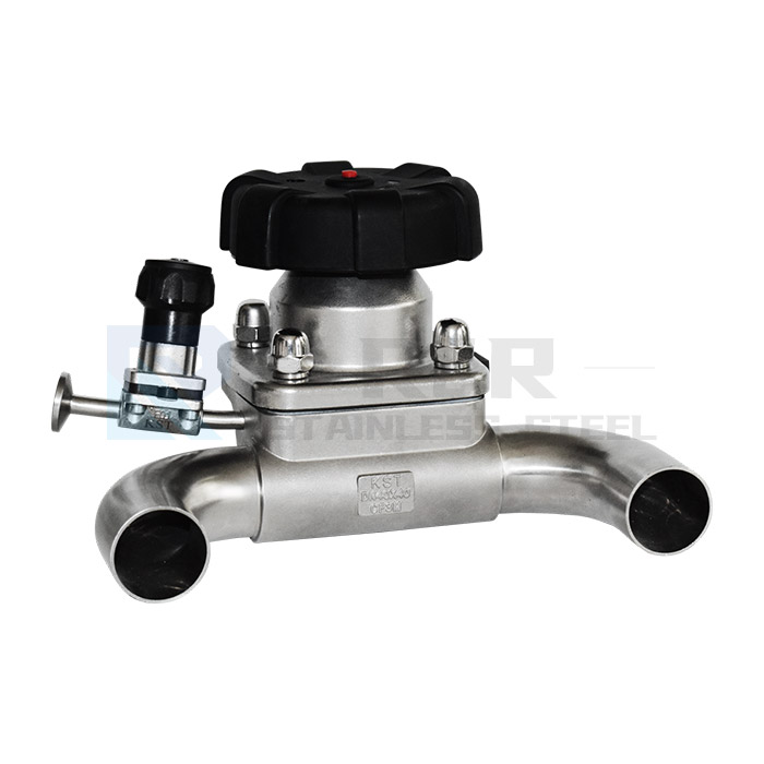 Manual U-shaped three-way welded diaphragm valve