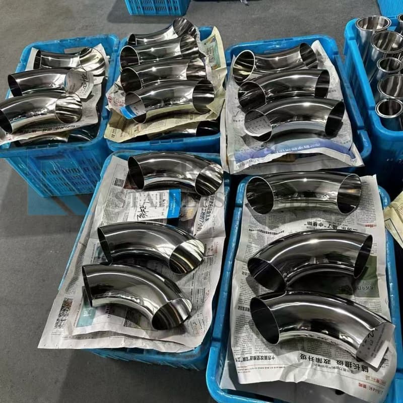 DIN 11852 90deg weld short elbow 1.5D